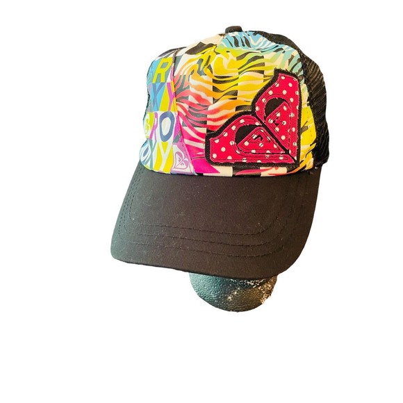 Roxy Trucker Style Hat Multicolor Rainbow Beach Pool Summer Cap Girls Women Y2k - Picture 1 of 4